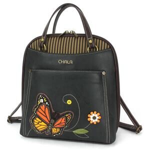 Chala Convertible Faux Leather Backpack Purse - Monarch Butterfly, Black NWT